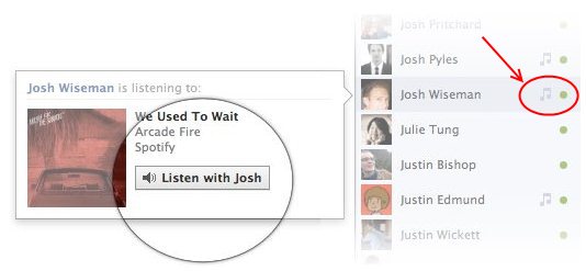 Facebook music listen together