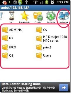 File Manager Network option