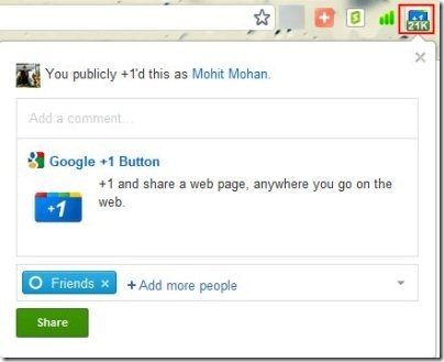 Google Plus One Extension 001