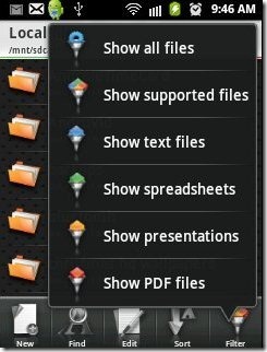 OfficeSuite Filter option