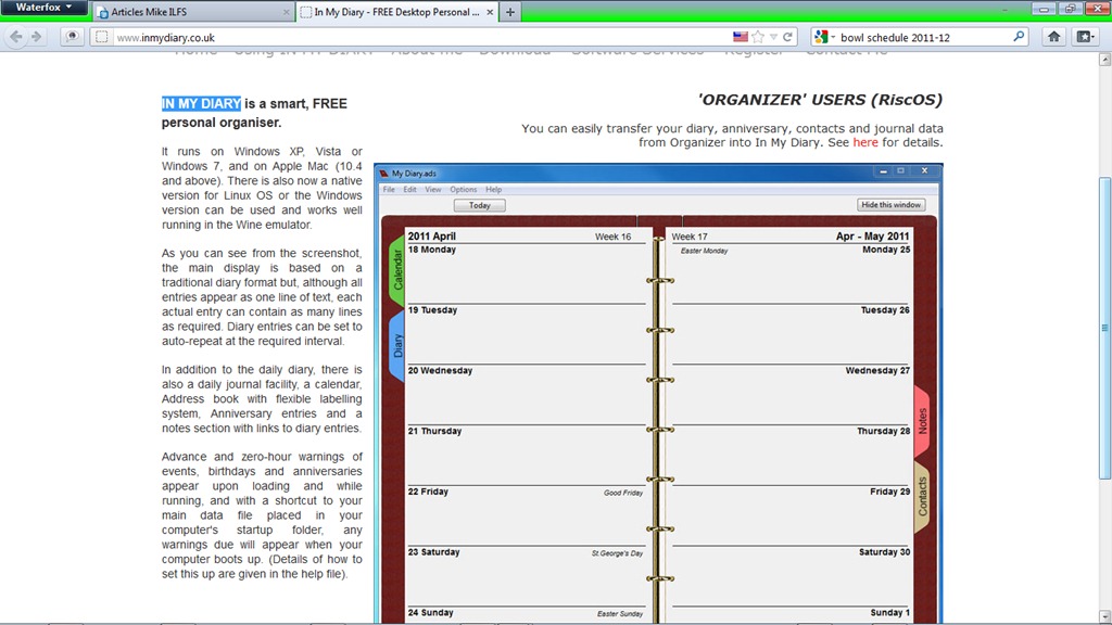 Free Personal Organizer In My Diary