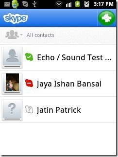 Skype Contacts list