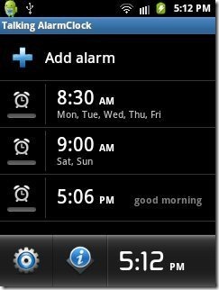 Talking Alarm Clock App Alarm options