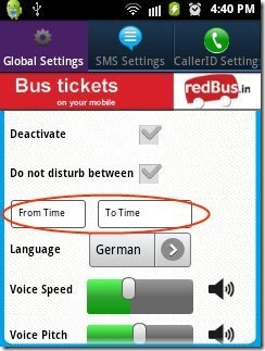 Talking SMS Time Settings