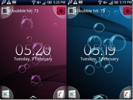 Bubbles Live Wallpaper on Screen Color Change