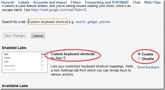 Gmail Custom Keyboard Shortcuts