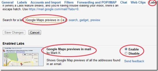 Gmail Google Maps Preview