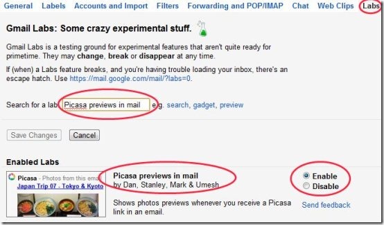Gmail Picasa preview