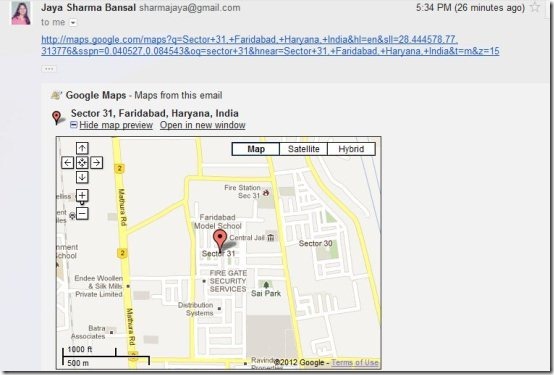 Google Maps Preview in Gmail