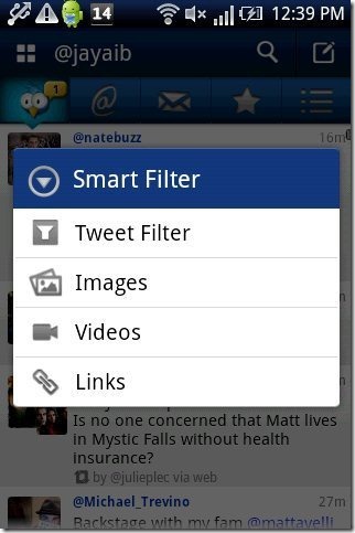 TweetCaster App Smart Filter