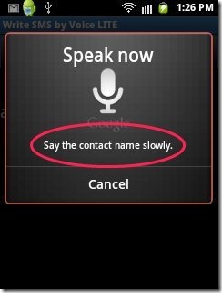 Write SMS By Voice App Contact recognition