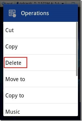 Android Delete option