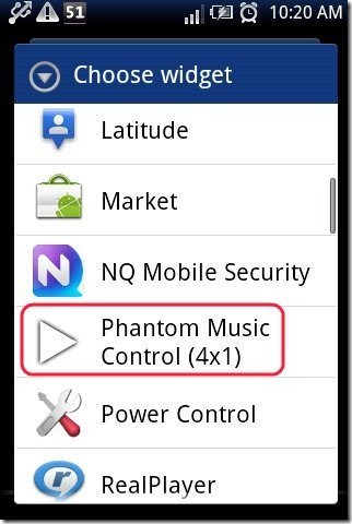 Android Phantom Widget