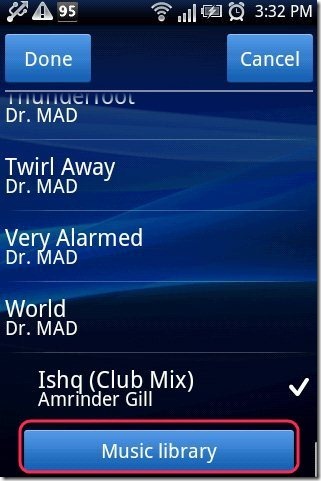 mp3 As Ringtone Android setting Music Library