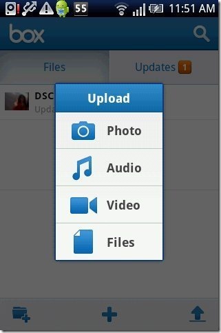 Box.net App Upload options