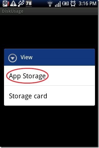 DiskUsage App Internal Storage
