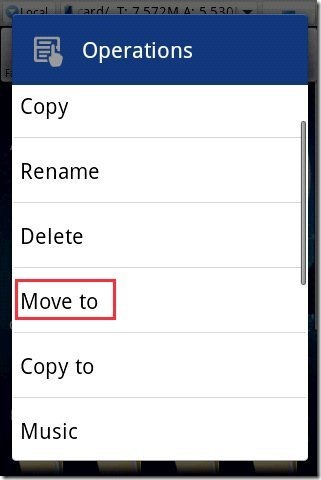 ES File Explorer App Move Options