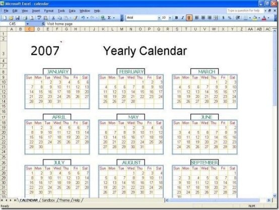 Excel Calendar Creator