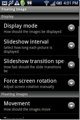 Floating Image App options