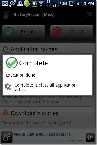 HistoryEraser App Execute