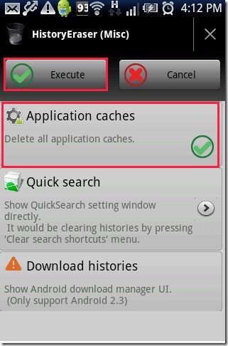 HistoryEraser App options