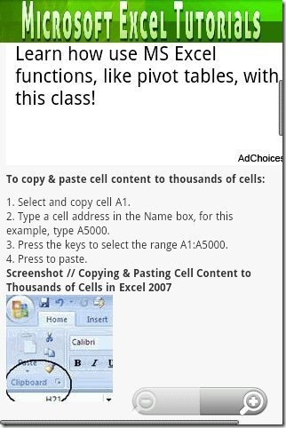 Microsoft Excel Tutorial App Steps