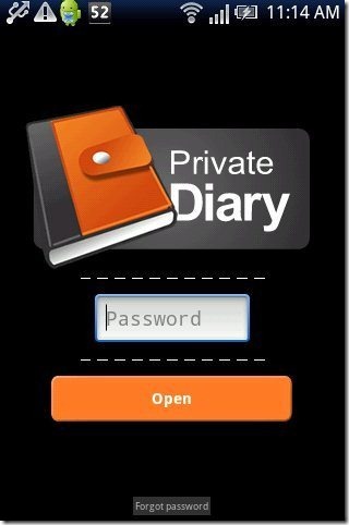 Private Diary App Password