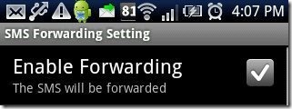 SMS Forwarding App Enable Option