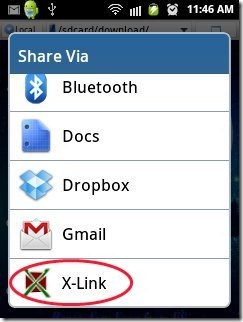 X-Link App Share option