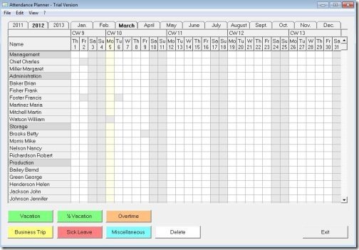 attendance planner