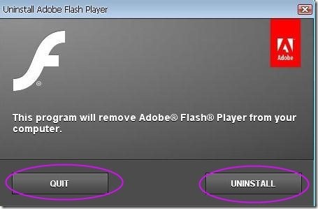 unistall adobe flash palyer 2