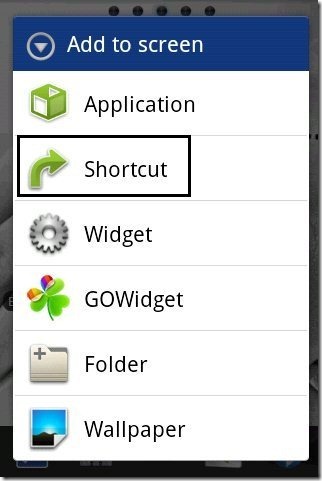 Android Shortcut option
