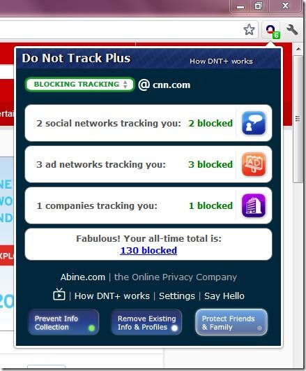 Do Not Track Plus Blocked Details
