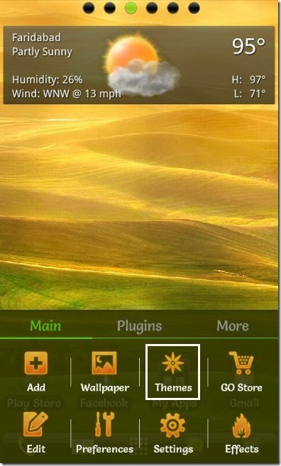 Go launcher Theme Setting