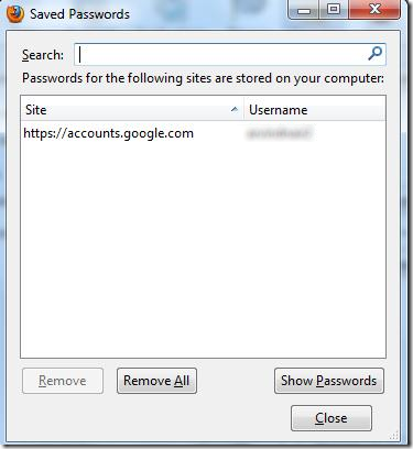 How to check stored passwords in firefox 2