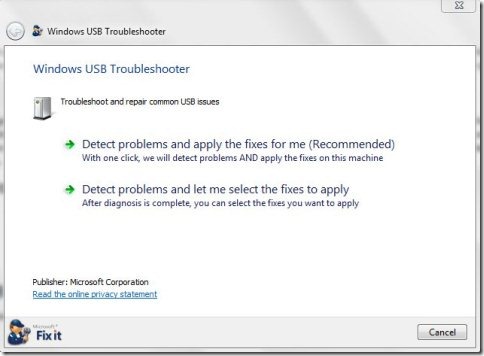 Microsoft USB Fix It