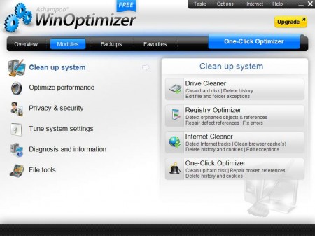 Ashampoo WinOptimizer tools