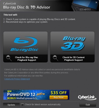 Blu Ray 3D tester