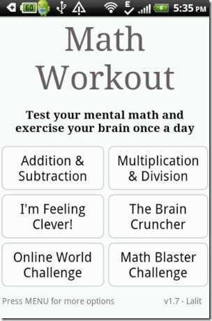 Math Workout Exercises