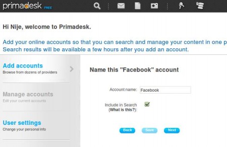 Primadesk add account