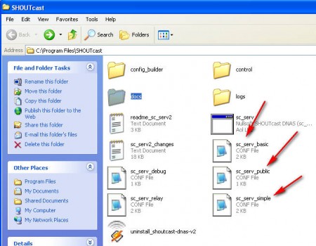 Shoutcast config files