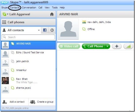 Skype Contacts