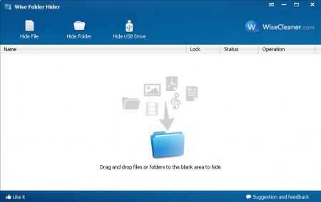 Wise Folder Hider default window