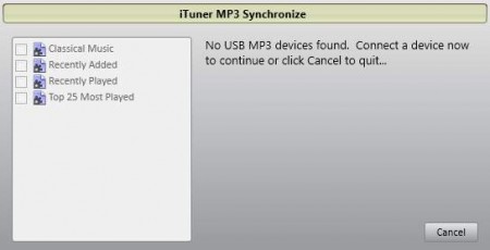 iTuner mp3 device synchronize