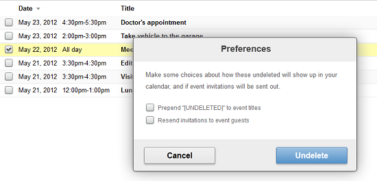 Spanning Undelete for Google Calendar