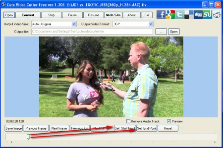 Cute Video Cutter setting cut points