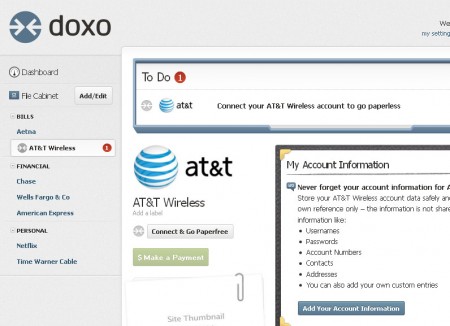 Doxo AT&T adding account