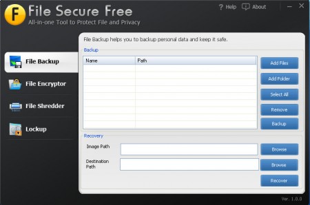 File Secure Free default window