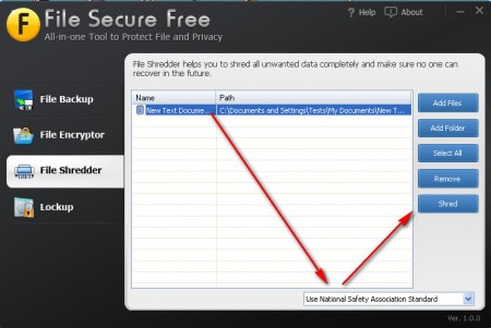 File Secure Free file shredding