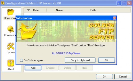 Golden FTP sharing directories IP Address